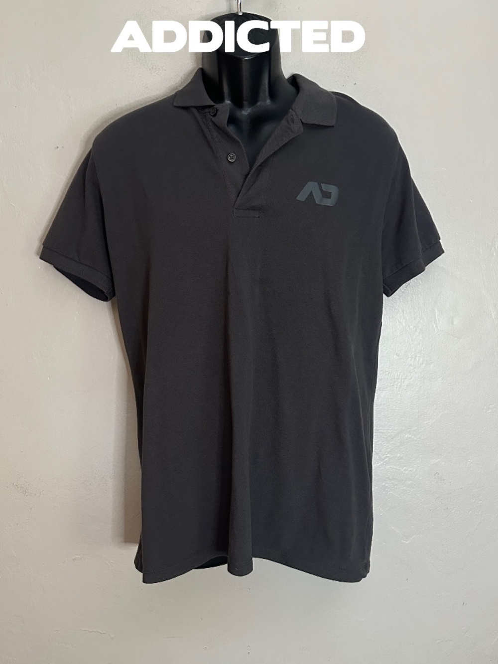 Addicted Logo Polo Large Gently worn Cotton blend no fabric tag 22" armpits
